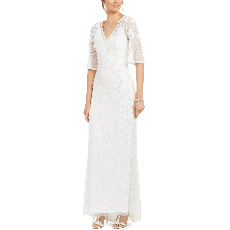 women's shift dressesAdrianna Papell Women's Garden Trellis Beaded Gown White Size 2