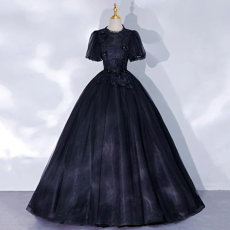 women's denim dressesBlack tulle lace long ball gown dress formal gown  10061