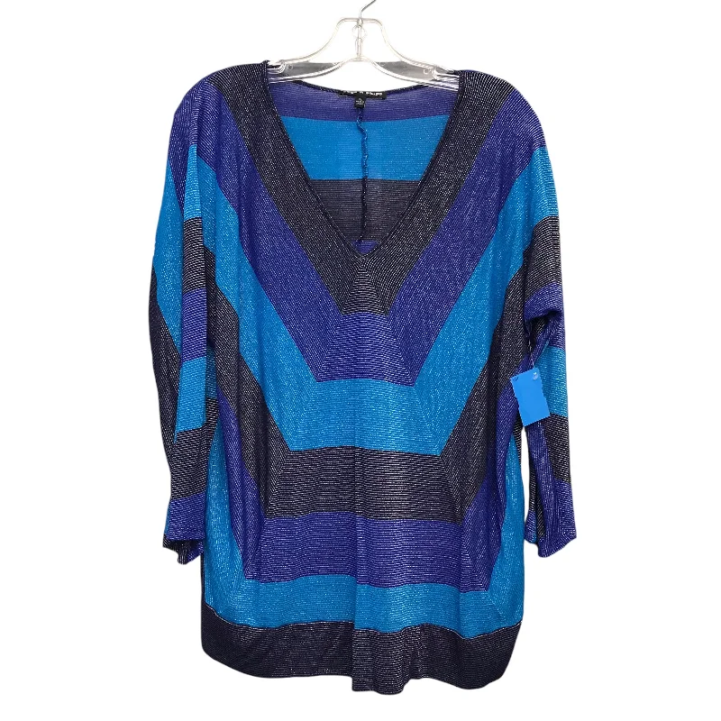 women's tops made from cottonTop Ls By Cable And Gauge In Blue, Size:Xl