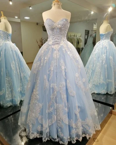 women's casual Friday dressesSweetheart Light Blue Ball Gown  gh2307