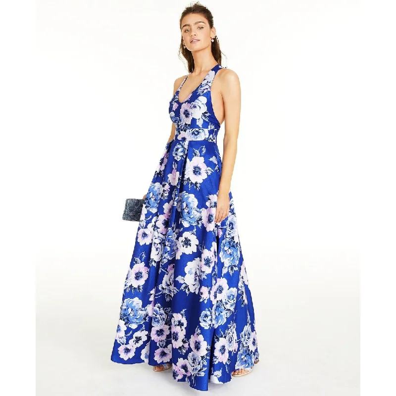 women's cocktail dressesCity Studios Women's Allover-Floral Gown Med Blue Size 1