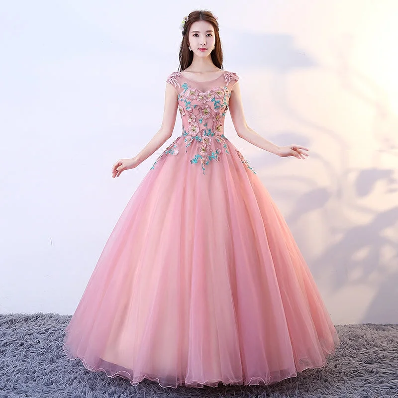 women's halter dressesPink tulle lace long ball gown dress formal dress  8765