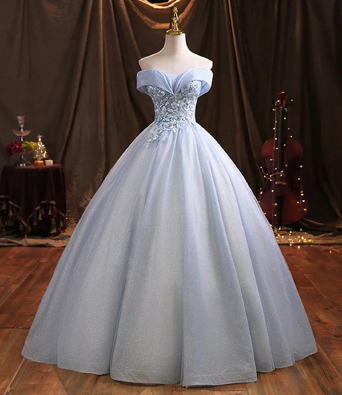 women's flowy dressesBlue tulle lace long ball gown dress formal dress  10386