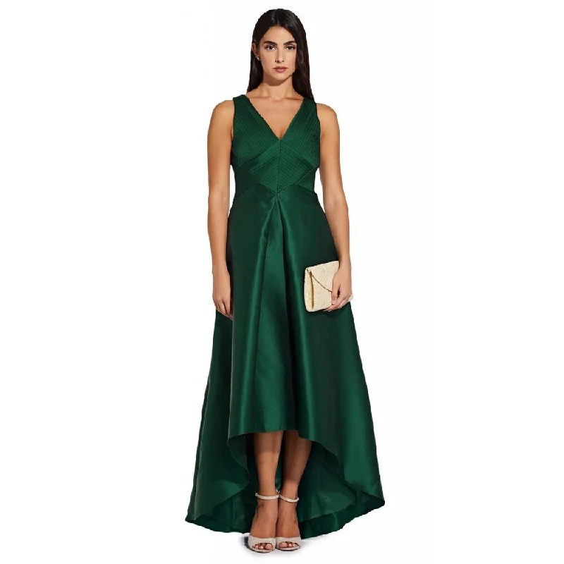 women's breathable dressesAdrianna Papell Women's High-Low Mikado Gown Green Size 16