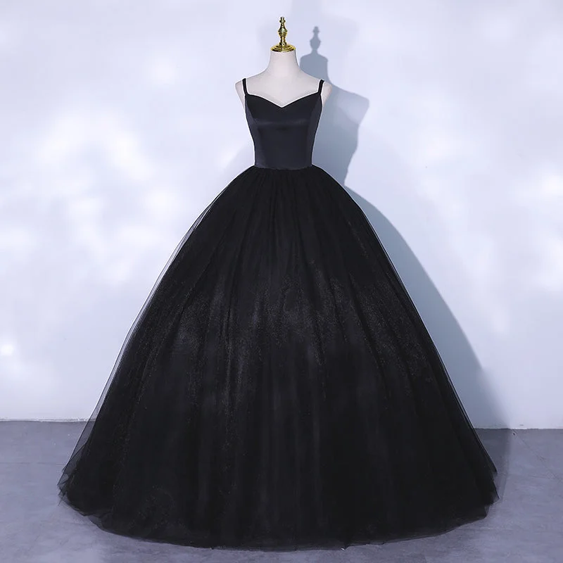 women's cotton dressesBlack v neck tulle long ball gown dress formal dress  10065