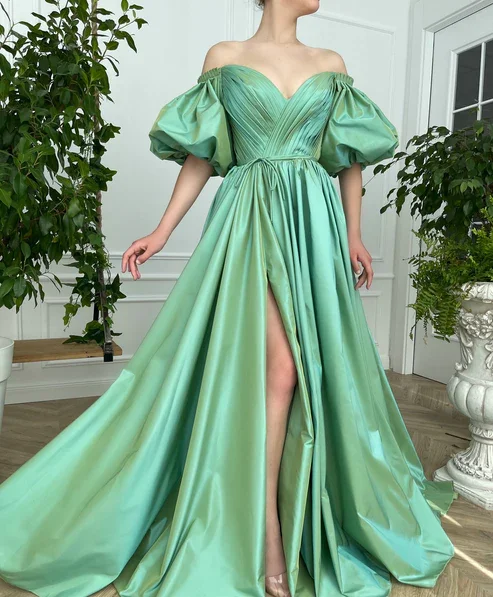 women's luxury dressesEmerald Iridescent Draped Gown  gh1842