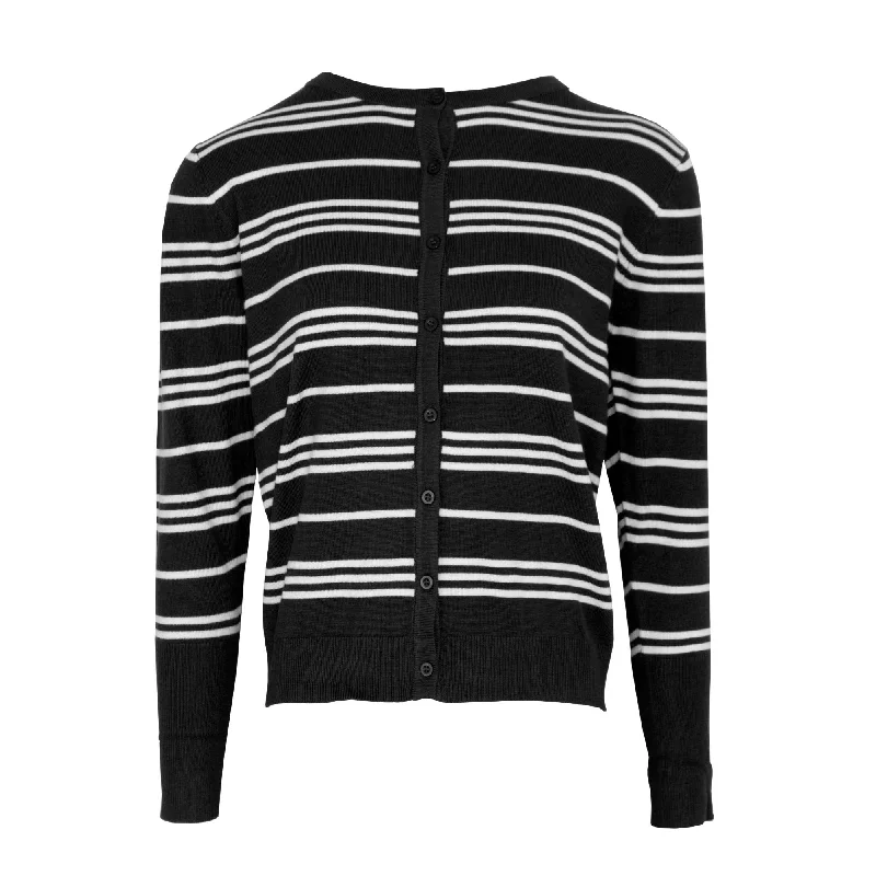 women's tops for those who seek both style and comfortPlaited Cardigan Stripe  - Black & White