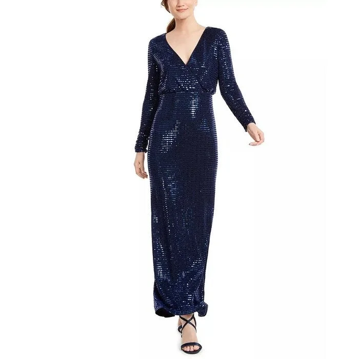 women's made-to-order dressesVince Camuto Women's Faux Wrap Glitter Gown Navy Size 4