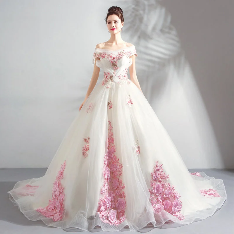 women's floral dressesStylish tulle applique long ball gown dress formal dress  10021