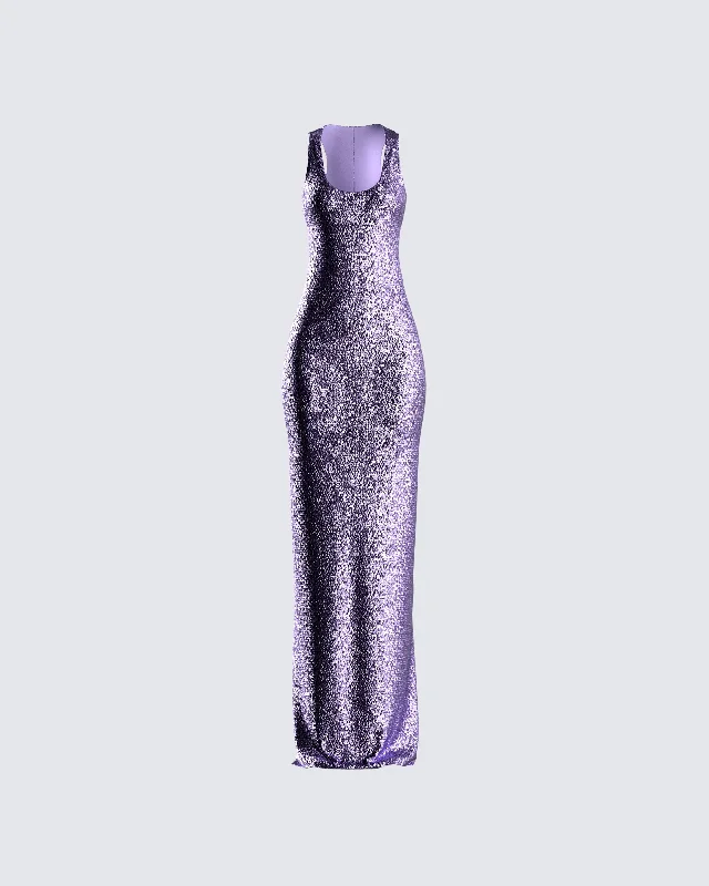 women's party dressesElsa Lilac Sequin Sleeveless Gown