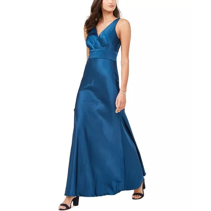 women's statement dressesNightway Women's V-Neck Satin Gown Blue Size 4 P