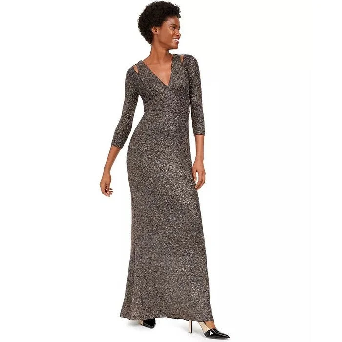 women's casual dressesCalvin Klein Women's Cutout Glitter Gown Charcoal Size 2