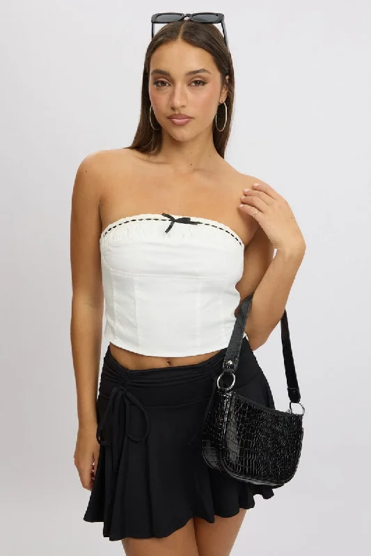 women's tops for layeringWhite Trimmed Tube Top