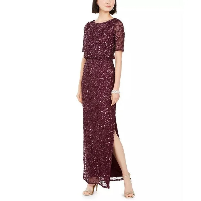 women's versatile dressesAdrianna Papell Women's Beaded Gown Dark Purple Size 12