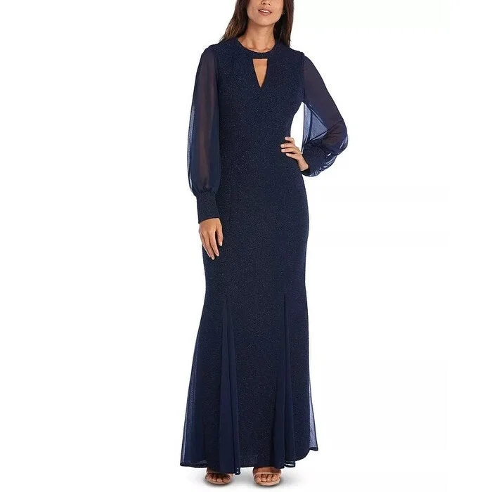 women's fashionable dressesNightway Women's Long-Sleeve Keyhole Gown Navy Size 10