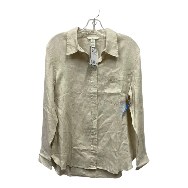 satin women's topsTop Ls By H&M In Tan, Size:M