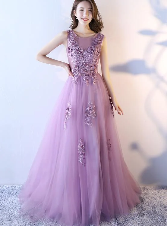 women's stylish dressesBeautiful Light Purple Tulle Long Gown, Tulle Formal Dress  gh535