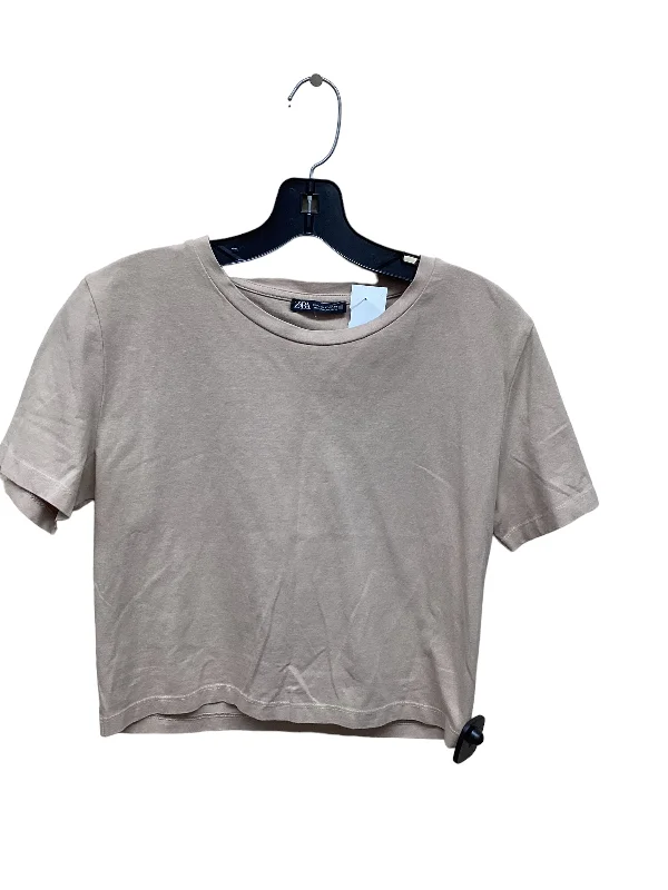 women's T-shirts with distressed finishesTop Short Sleeve By Zara  Size: L