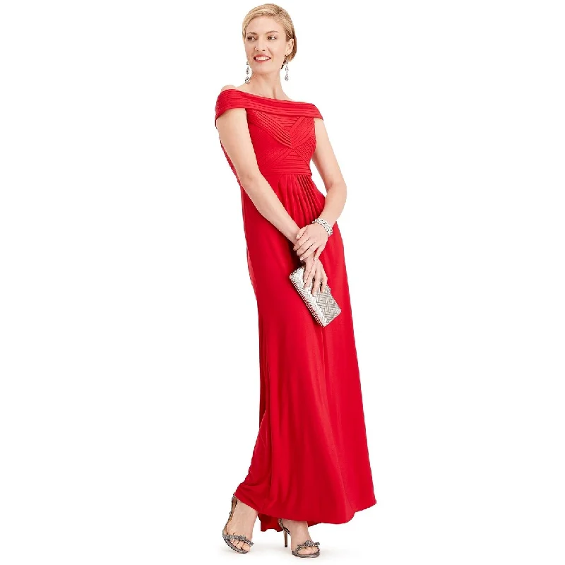 women's maximalist dressesAdrianna Papell Women's Pintuck Off-The-Shoulder Gown Red Size 4