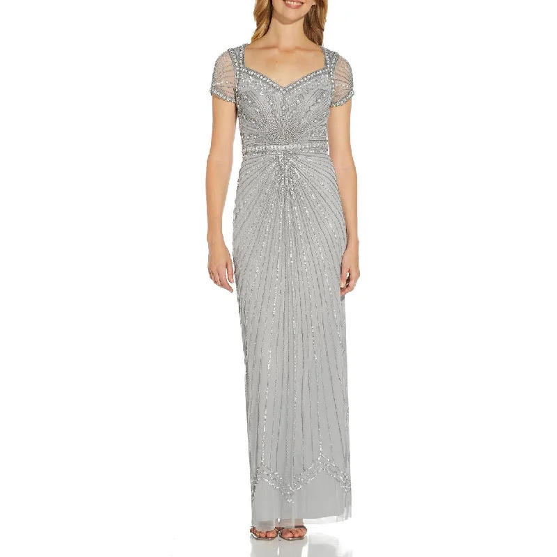 women's casual Friday dressesAdrianna Papell Women's Beaded Cut Out V-Neck Column Gown