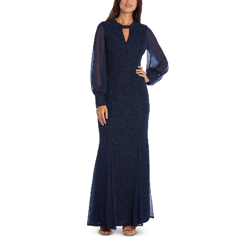 women's long-sleeved dressesNightway Women's Long-Sleeve Keyhole Gown Navy Size 6