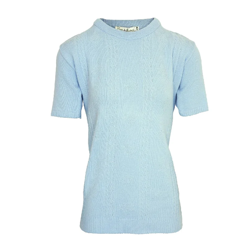 women's tops for those who value both quality and affordabilityLadies Cable Front Sweater - Light Blue