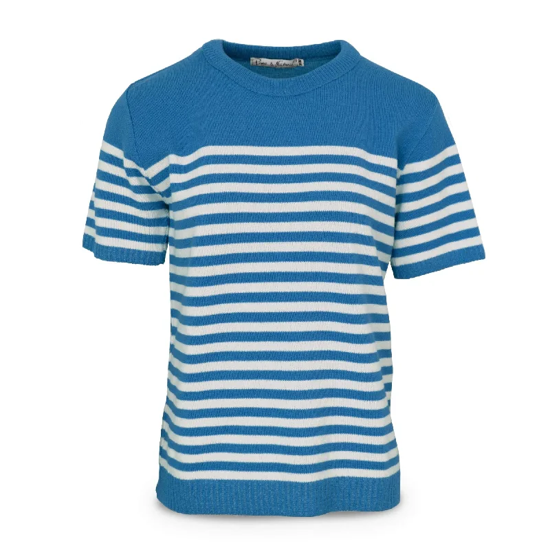 women's tops for gala dinnersLadies Stripe Sweater - Blue