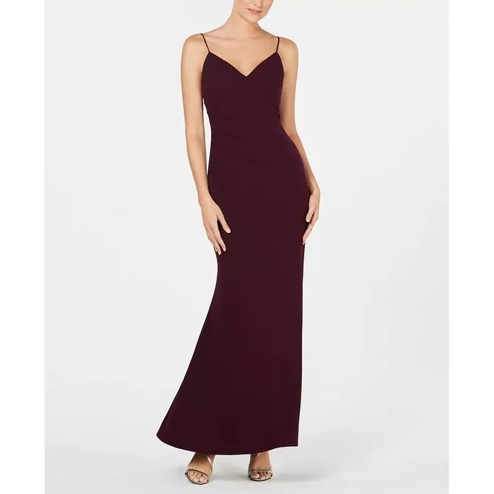 women's cocktail dressesCalvin Klein Women's Side Ruched Gown Purple Size 6