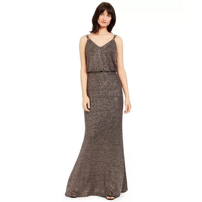 women's lightweight dressesCalvin Klein Women's Metallic Blouson Gown Charcoal Size 6