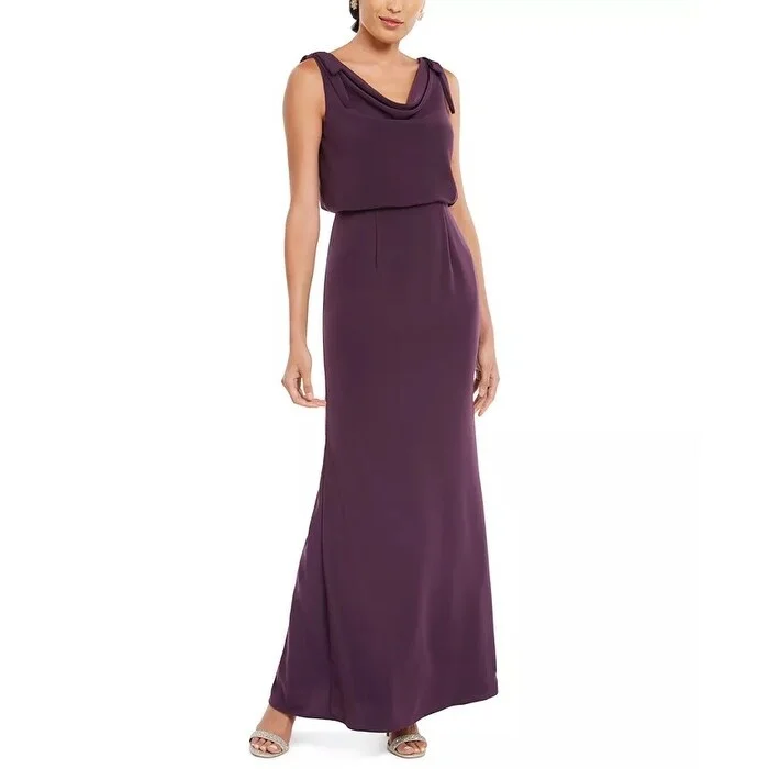 women's short-sleeved dressesAdrianna Papell Women's Blouson Cowlneck Gown Dark Purple Size 8