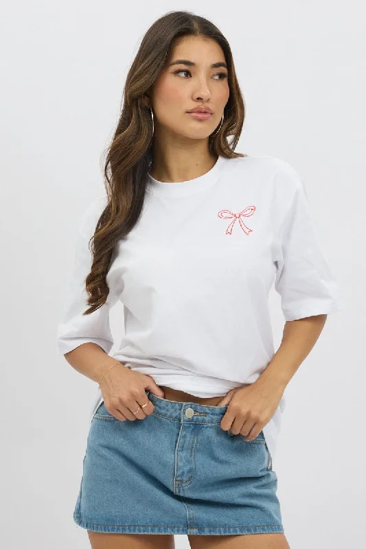 women's tops in solid colorsWhite Graphic Tee Short Sleeve