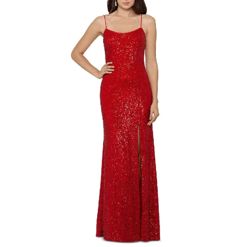 women's wrinkle-resistant dressesXSCAPE Women's Sequinned Gown Red Size 2