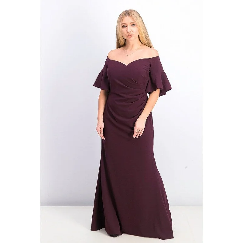 women's floral dressesCalvin Klein Women's Sweetheart Off-The-Shoulder Gown Purple Size 2