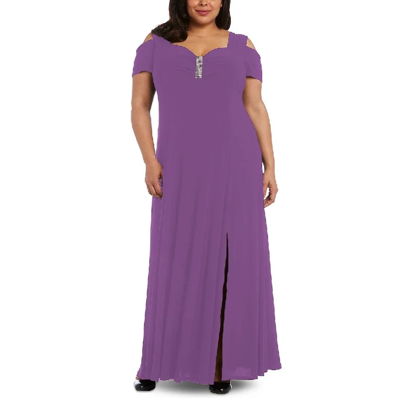 women's wrap dressesR & M Richards Women's Plus Size Rhinestone-Detail Gown Med Purple Size 22W