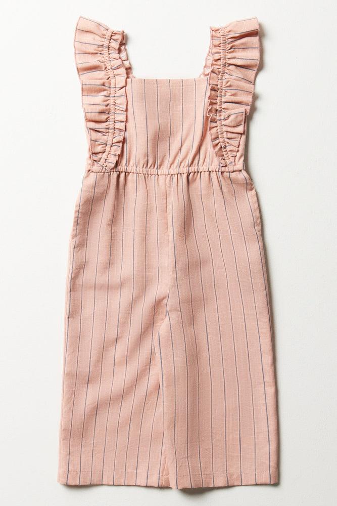 women's jumpsuits with halter necksStripe Frill Jumpsuit Pink