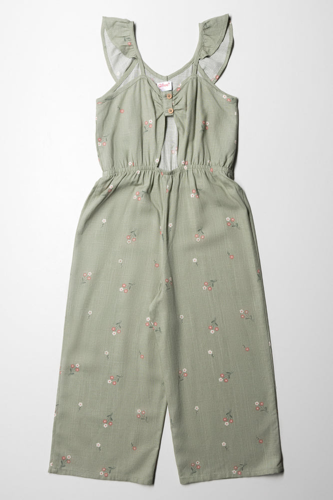 women's jumpsuits with pastel huesFloral Jumpsuit With Cut Out Detail Green