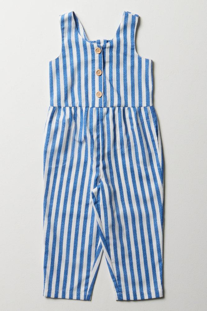 women's jumpsuits with short sleevesStripe Jumpsuit Blue