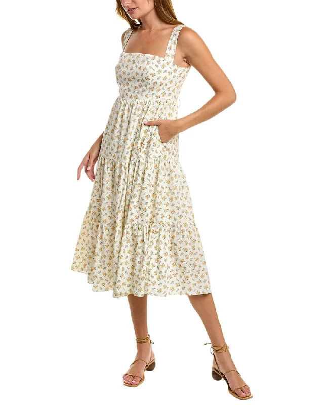 women's bow dressesO.P.T. Billie Linen-Blend Midi Dress