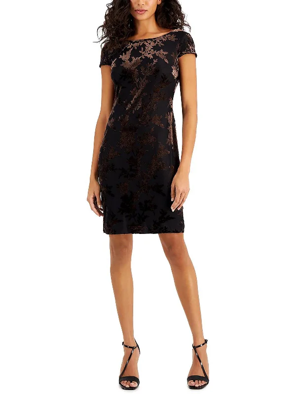 women's silk dressesWomens Velvet Mini Sheath Dress