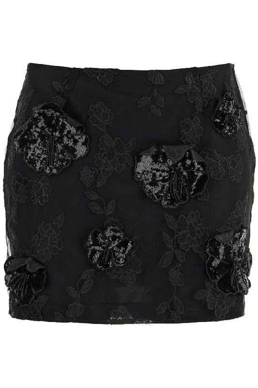 women's fitted skirtsRotate Women's Mini Skirt In Recycled  Polyester Mesh With Floral Pattern