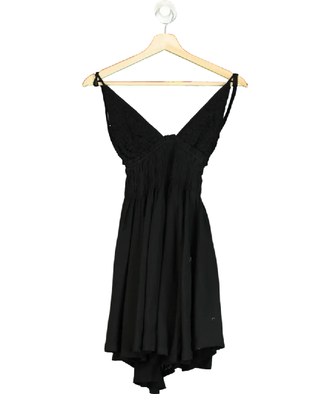 women's tall dressesFree People Black Cotton Mini Dress UK L