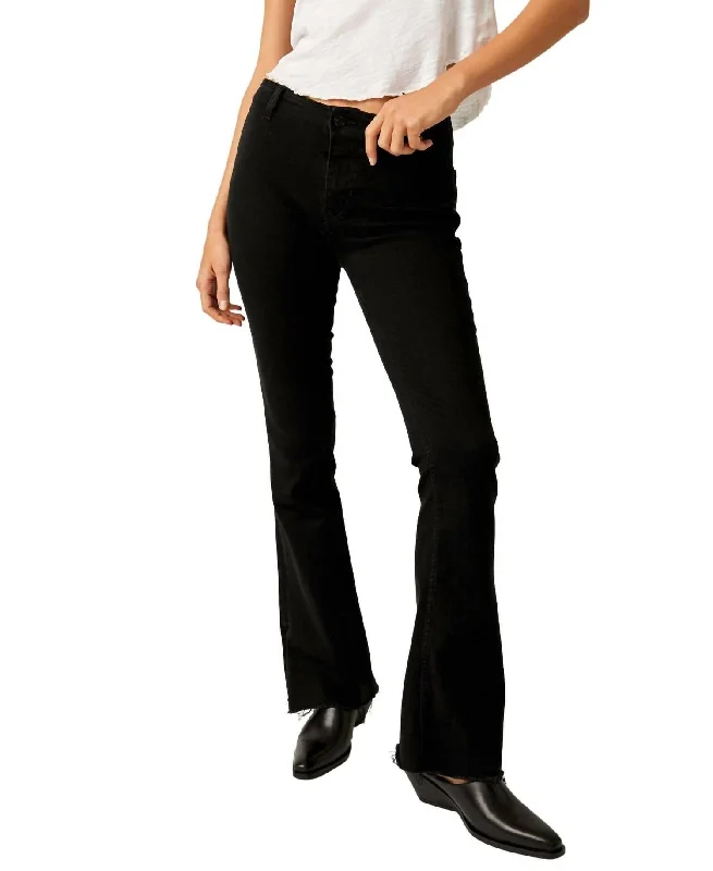 women's capri denim jeansLevel Up Slit Boot Cut Jeans In Black