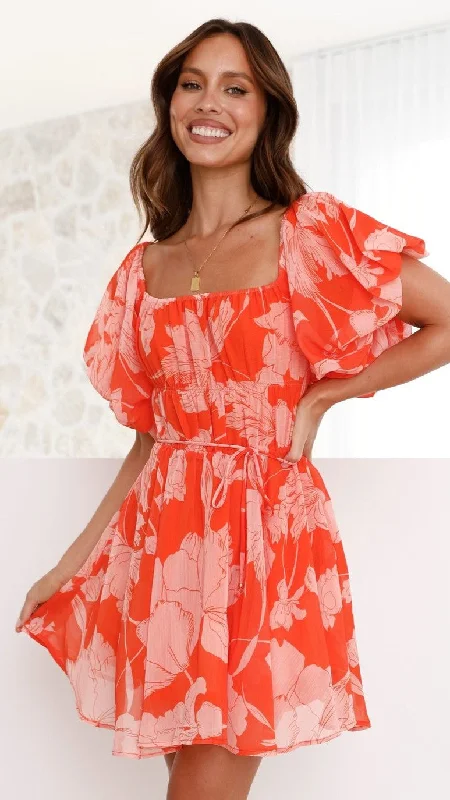 women's silk dressesTaniah Mini Dress - Orange Floral