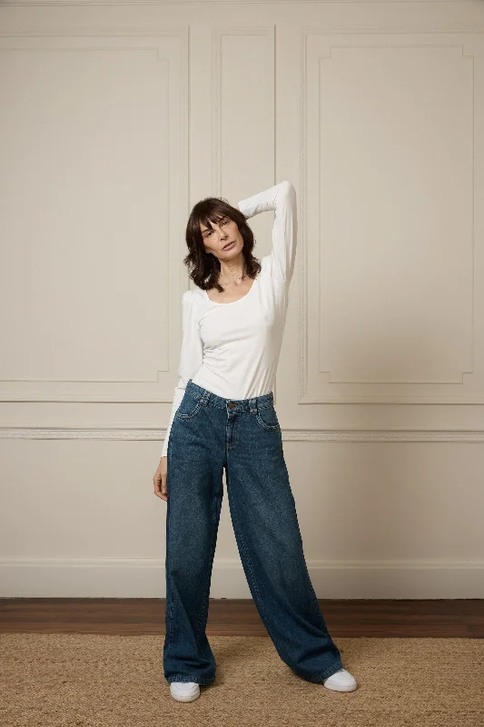 women's mom jeans denimGeorgia The Mid Rise Flare | Sunday [Dark Blue]