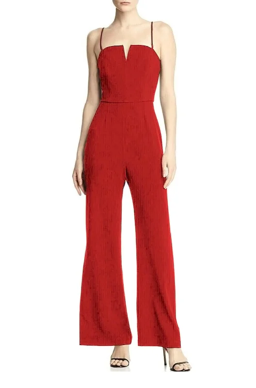 women's jumpsuits for maximalist fashionM - wayf red wide leg jumpsuit