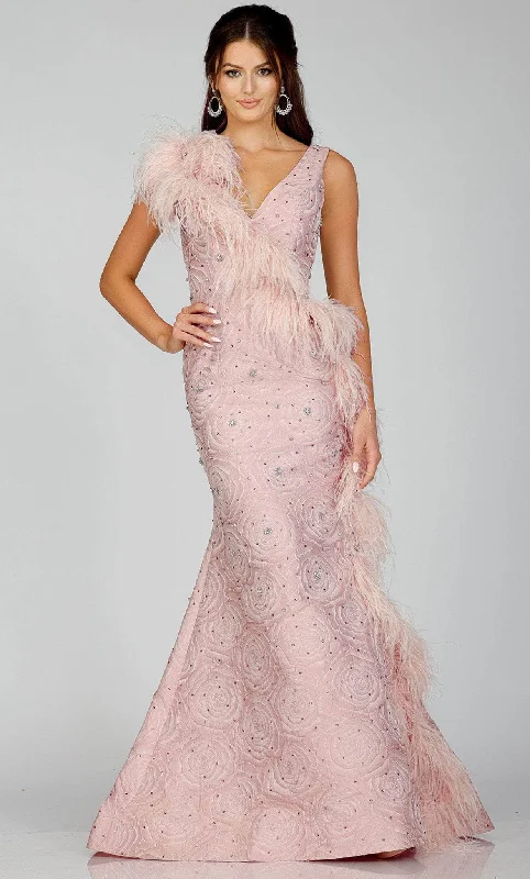 women's halter dressesTerani Couture 231E0314 - Feather Mermaid Evening Gown