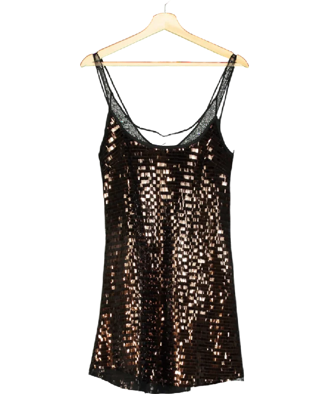 women's wrap dressesFree People Black Disco Fever Mini Slip Dress UK S