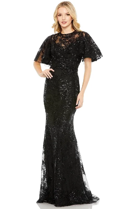 women's A-line dressesMac Duggal 20438 - Flutter Sleeve Embellished Evening Gown