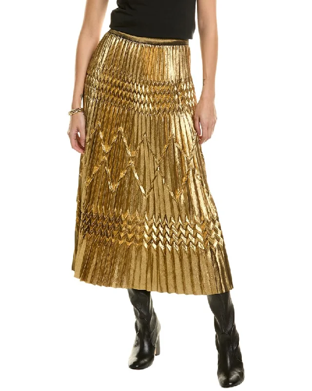 women's warm party skirtsLe Superbe Guilded Triple Pleat Midi Skirt