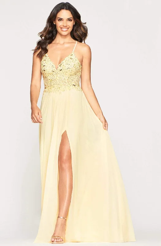 women's lace dressesFaviana - 10005 Lacy V-neck Chiffon Evening Gown